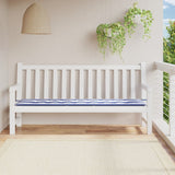 Coussin de banc de jardin rayures bleues et blanches 200x50x3cm