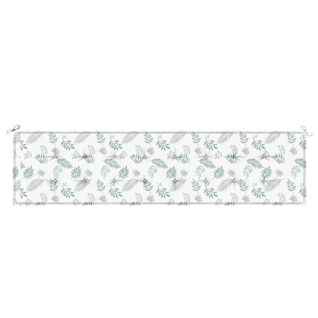 Coussin de banc de jardin motif de feuilles 200x50x3 cm tissu