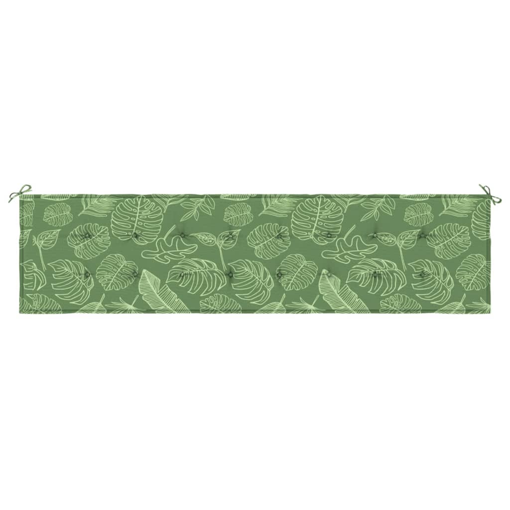 Coussin de banc de jardin motif de feuilles 200x50x3 cm tissu