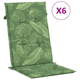 High Back Chair Cushions Set of 6 Leaf Pattern