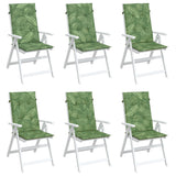 High Back Chair Cushions Set of 6 Leaf Pattern