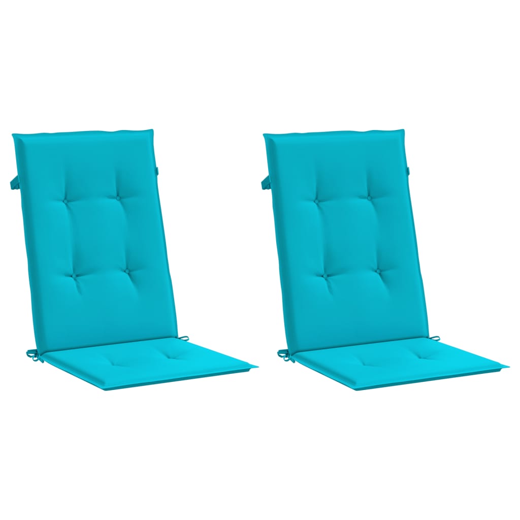 Coussins de chaise à dossier haut lot de 2 turquoise tissu