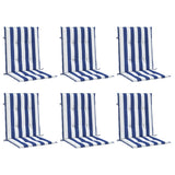 Low Back Chair Cushions Set of 6 Blue and White Stripes