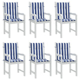 Low Back Chair Cushions Set of 6 Blue and White Stripes