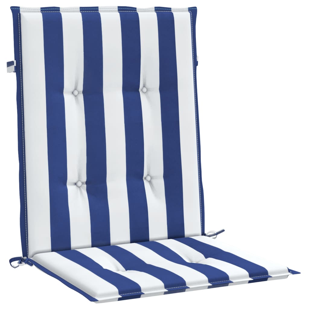 Low Back Chair Cushions Set of 6 Blue and White Stripes