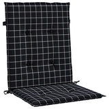 Coussins de chaise à dossier bas lot de 2 noir à carreaux tissu