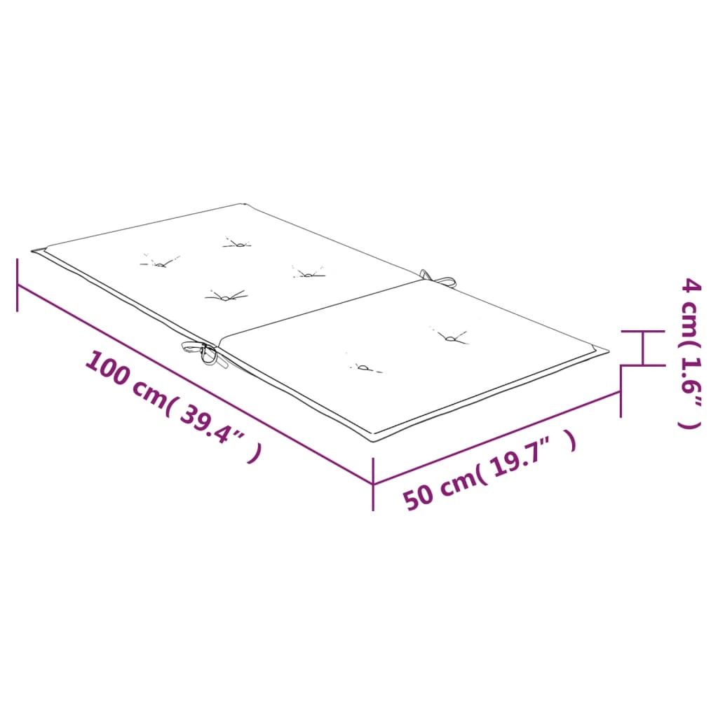 Coussins de chaise à dossier bas lot de 2 noir à carreaux tissu