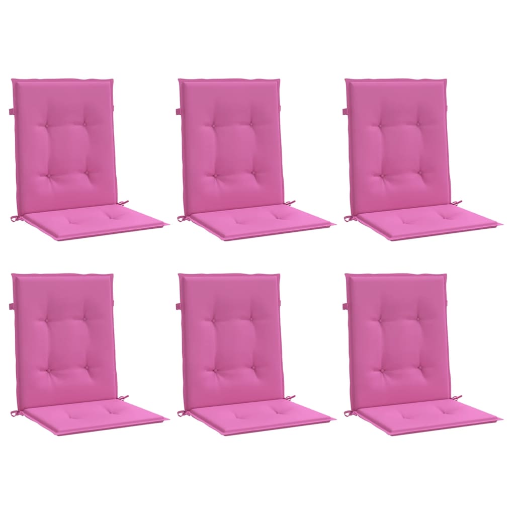 Coussins de chaise à dossier bas lot de 6 rose tissu