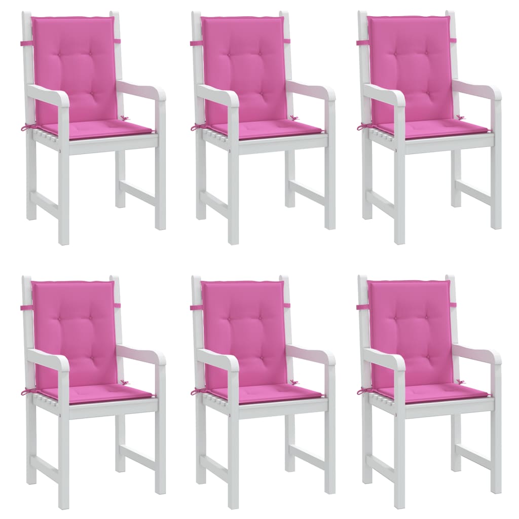 Coussins de chaise à dossier bas lot de 6 rose tissu