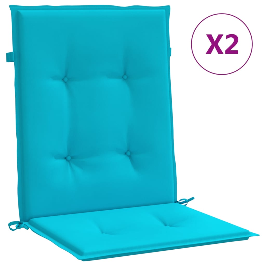 Coussins de chaise à dossier bas lot de 2 turquoise tissu