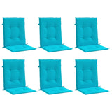 Coussins de chaise à dossier bas lot de 6 turquoise tissu