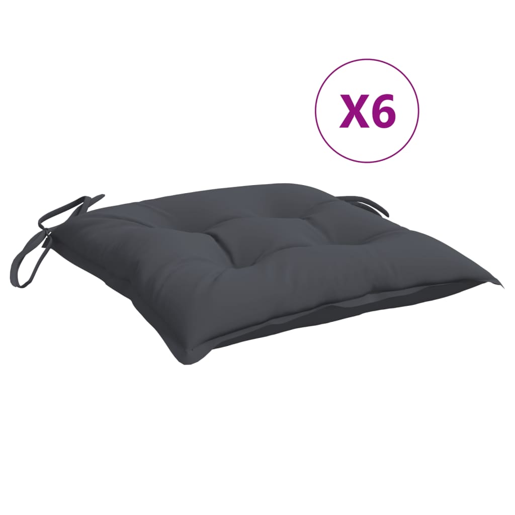 Coussins de chaise lot de 6 anthracite 40x40x7 cm