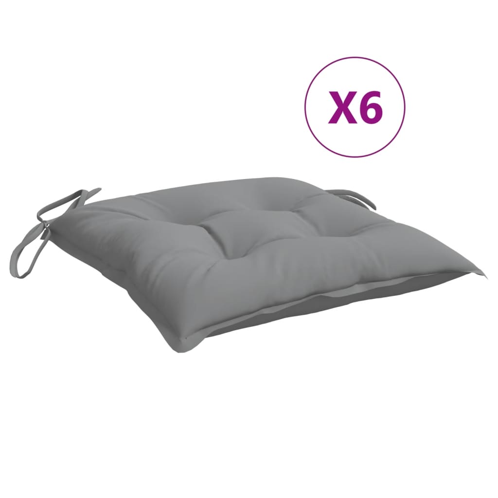 Coussins de chaise lot de 6 gris 40x40x7 cm tissu oxford