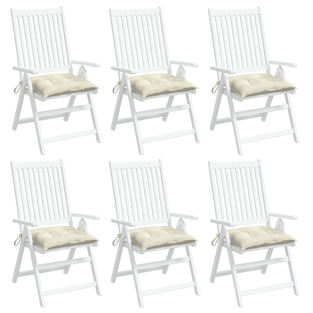 Coussins de chaise lot de 6 blanc crème 40x40x7 cm tissu oxford