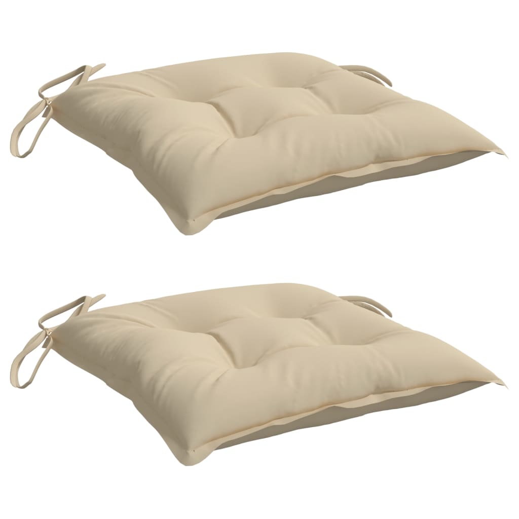 Coussins de chaise lot de 2 beige 40x40x7 cm tissu oxford