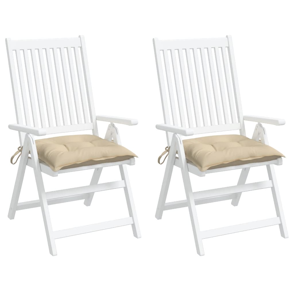 Coussins de chaise lot de 2 beige 40x40x7 cm tissu oxford