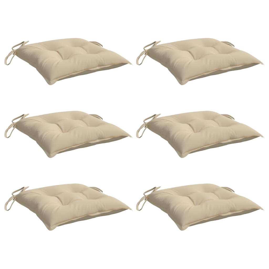 Coussins de chaise lot de 6 beige 40x40x7 cm tissu oxford