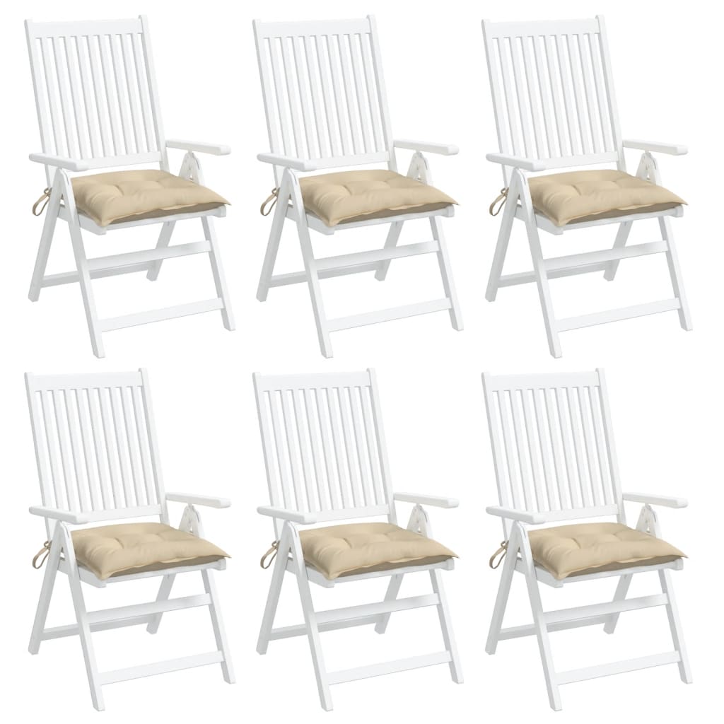 Coussins de chaise lot de 6 beige 40x40x7 cm tissu oxford