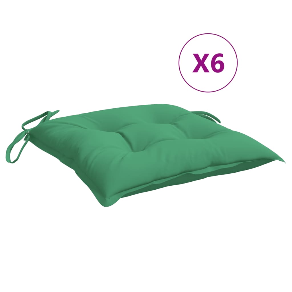 Coussins de chaise lot de 6 vert 40x40x7 cm tissu oxford