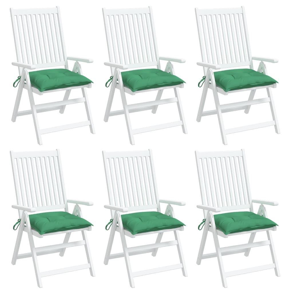 Coussins de chaise lot de 6 vert 40x40x7 cm tissu oxford