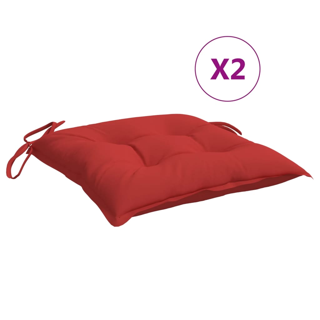 Coussins de chaise lot de 2 rouge 40x40x7 cm tissu oxford