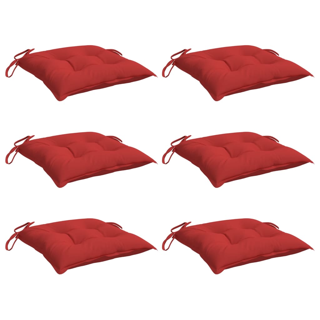 Coussins de chaise lot de 6 rouge 40x40x7 cm tissu oxford