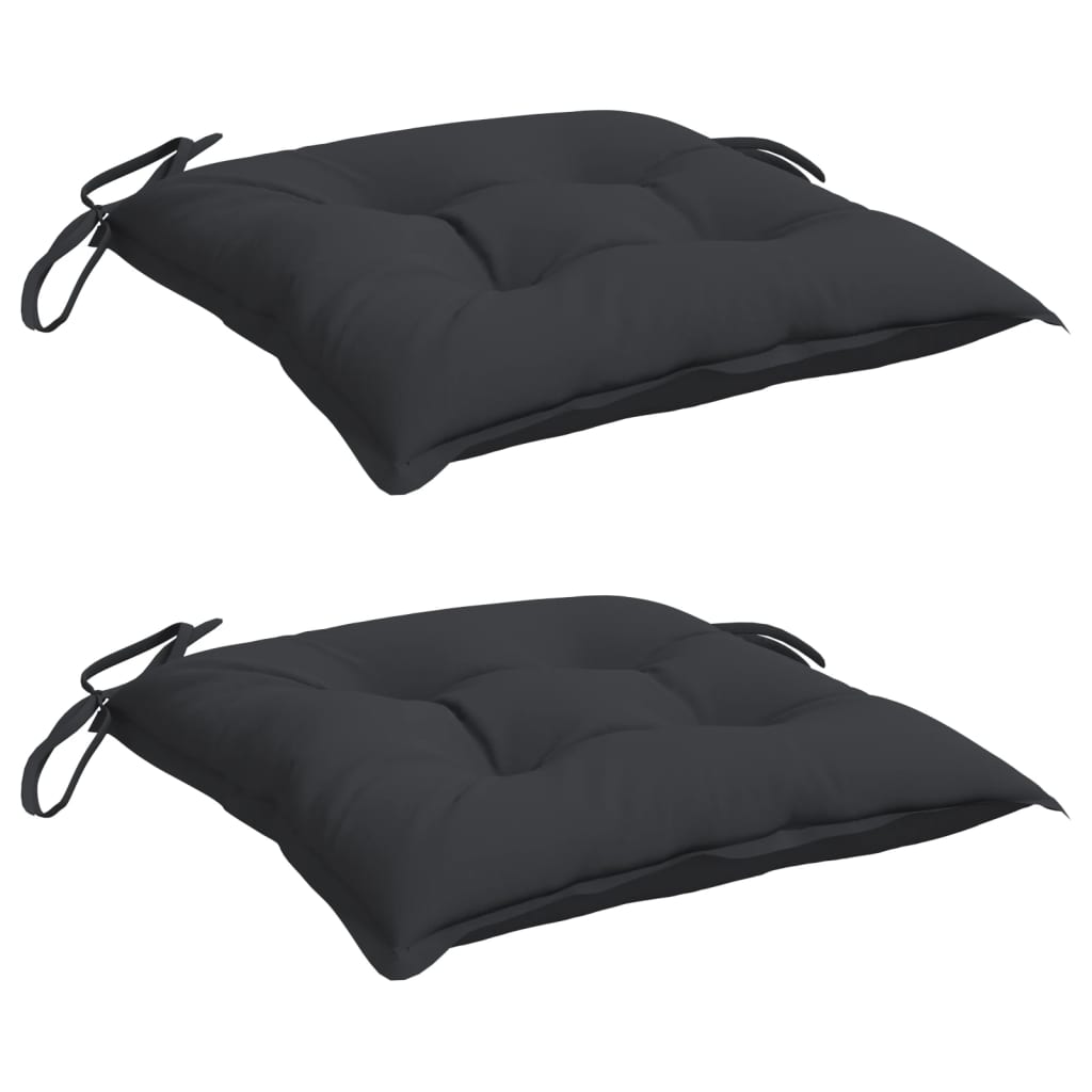 Coussins de chaise lot de 2 noir 40x40x7 cm tissu oxford