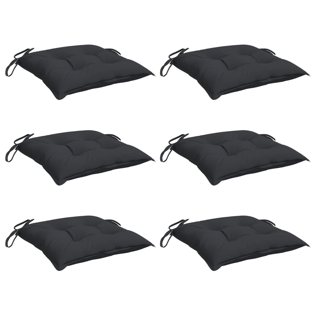 Coussins de chaise lot de 6 noir 40x40x7 cm tissu oxford