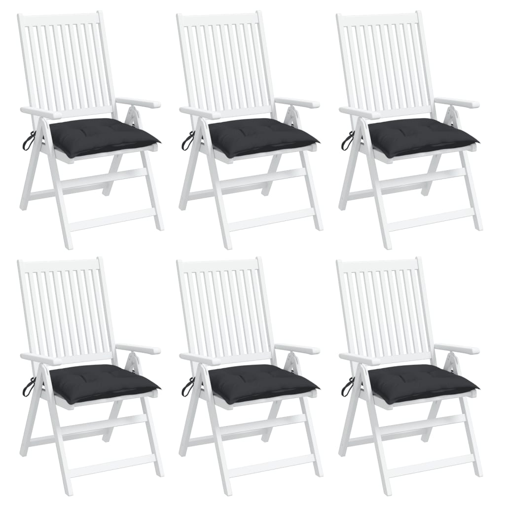 Coussins de chaise lot de 6 noir 40x40x7 cm tissu oxford