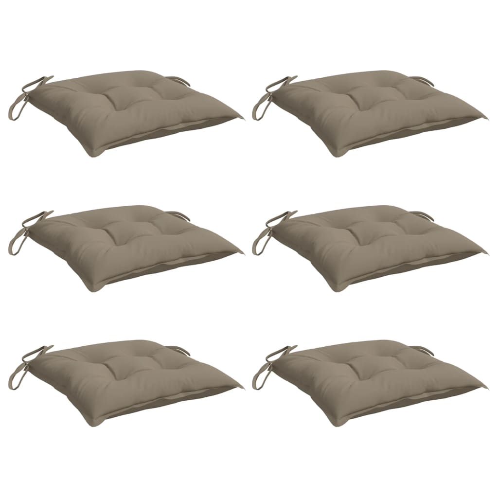 Coussins de chaise lot de 6 taupe 40x40x7 cm tissu oxford