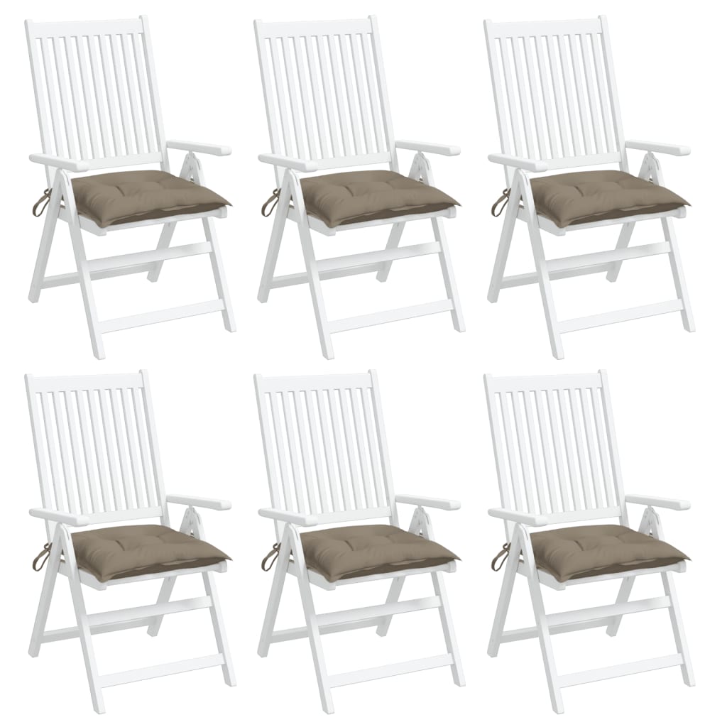 Coussins de chaise lot de 6 taupe 40x40x7 cm tissu oxford