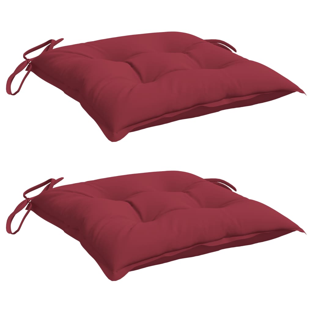 Coussins de chaise lot de 2 rouge bordeaux 40x40x7 cm