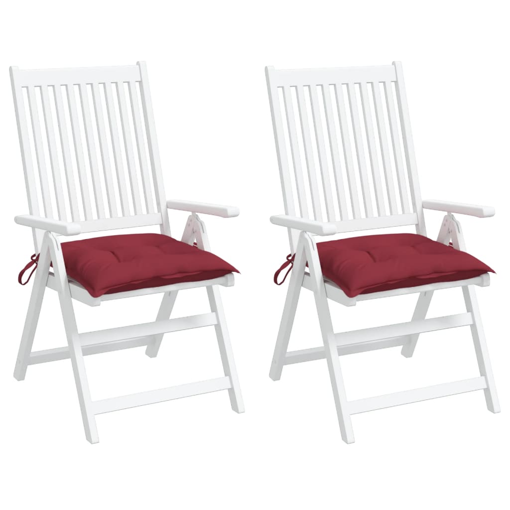 Coussins de chaise lot de 2 rouge bordeaux 40x40x7 cm