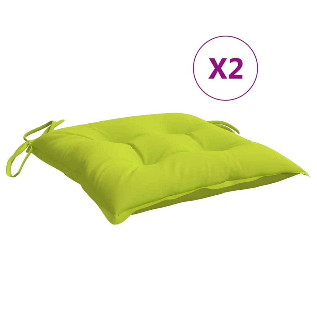 Coussins de chaise lot de 2 vert brillant 40x40x7 cm