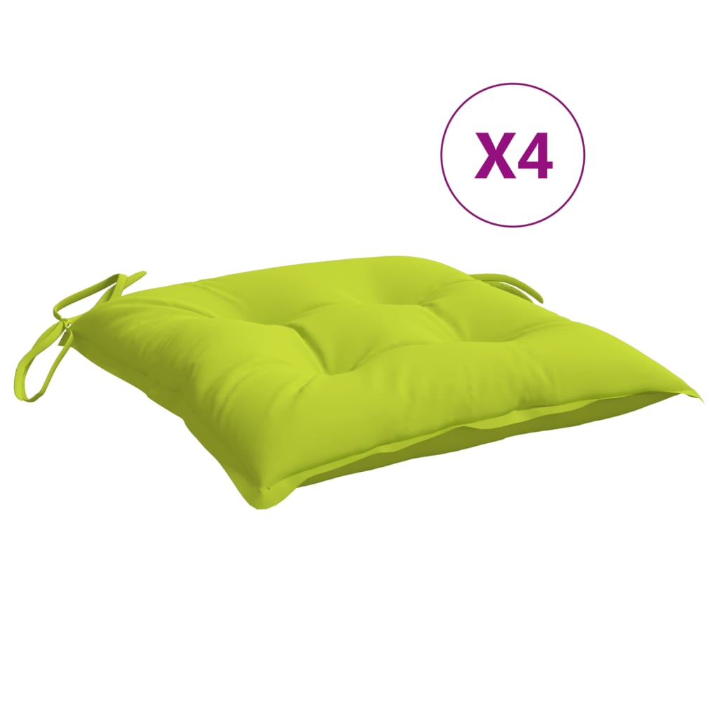 Coussins de chaise lot de 4 vert brillant 40x40x7 cm