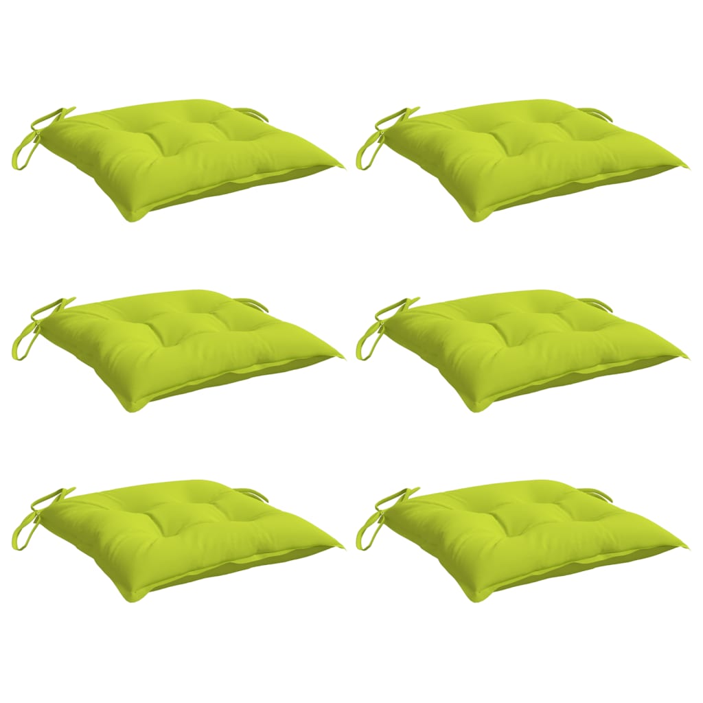 Coussins de chaise lot de 6 vert brillant 40x40x7 cm