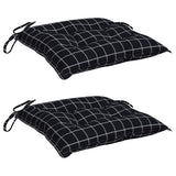 Coussins de chaise lot de 2 carreaux noir 40x40x7 cm tissu