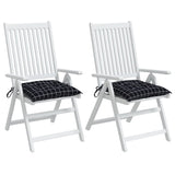 Coussins de chaise lot de 2 carreaux noir 40x40x7 cm tissu