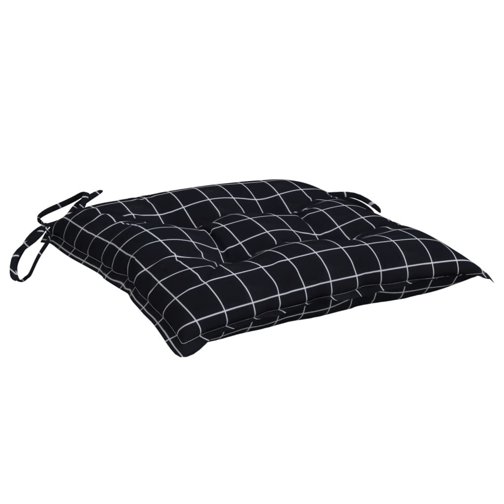 Coussins de chaise lot de 2 carreaux noir 40x40x7 cm tissu