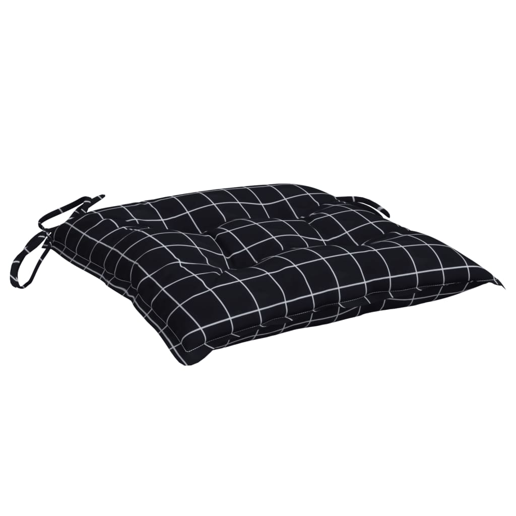 Coussins de chaise lot de 6 carreaux noir 40x40x7 cm tissu