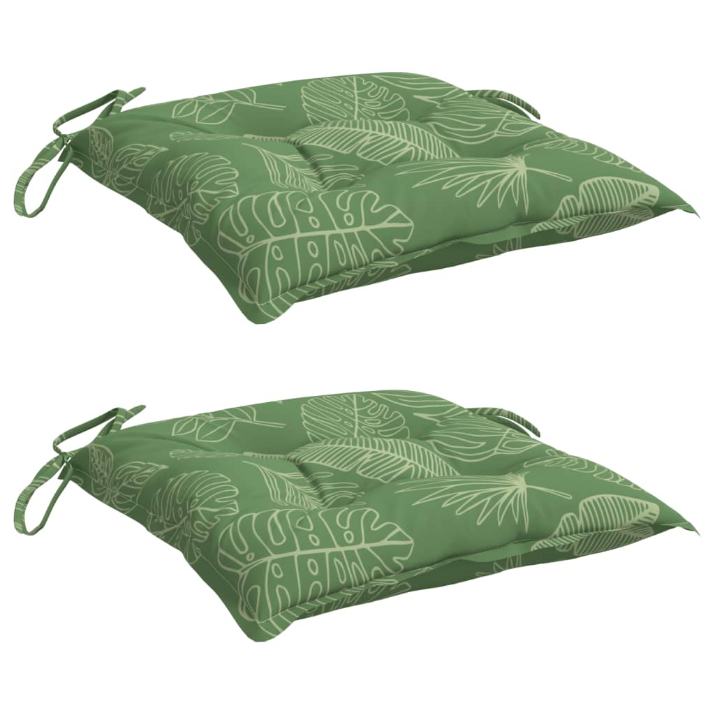 Coussins de chaise lot de 2 à motif de feuilles 40x40x7 cm