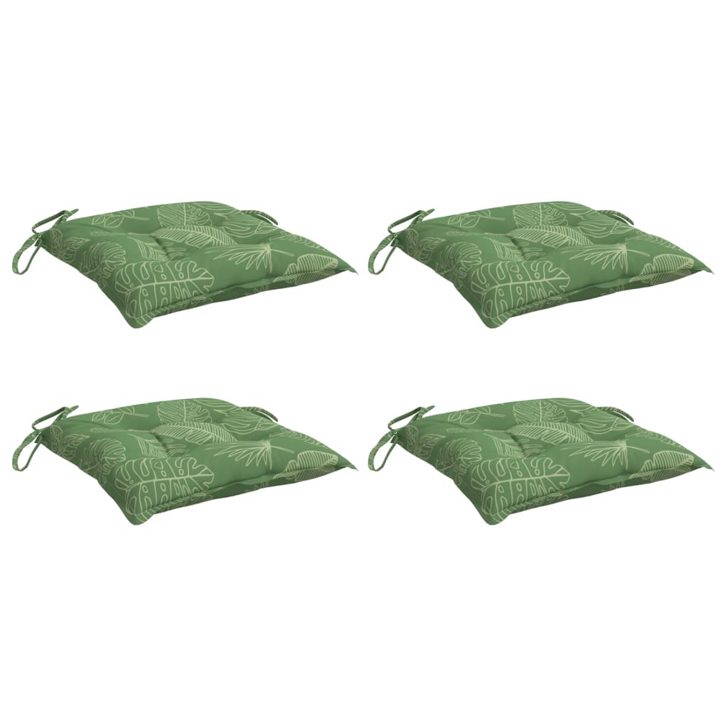 Coussins de chaise lot de 4 à motif de feuilles 40x40x7 cm