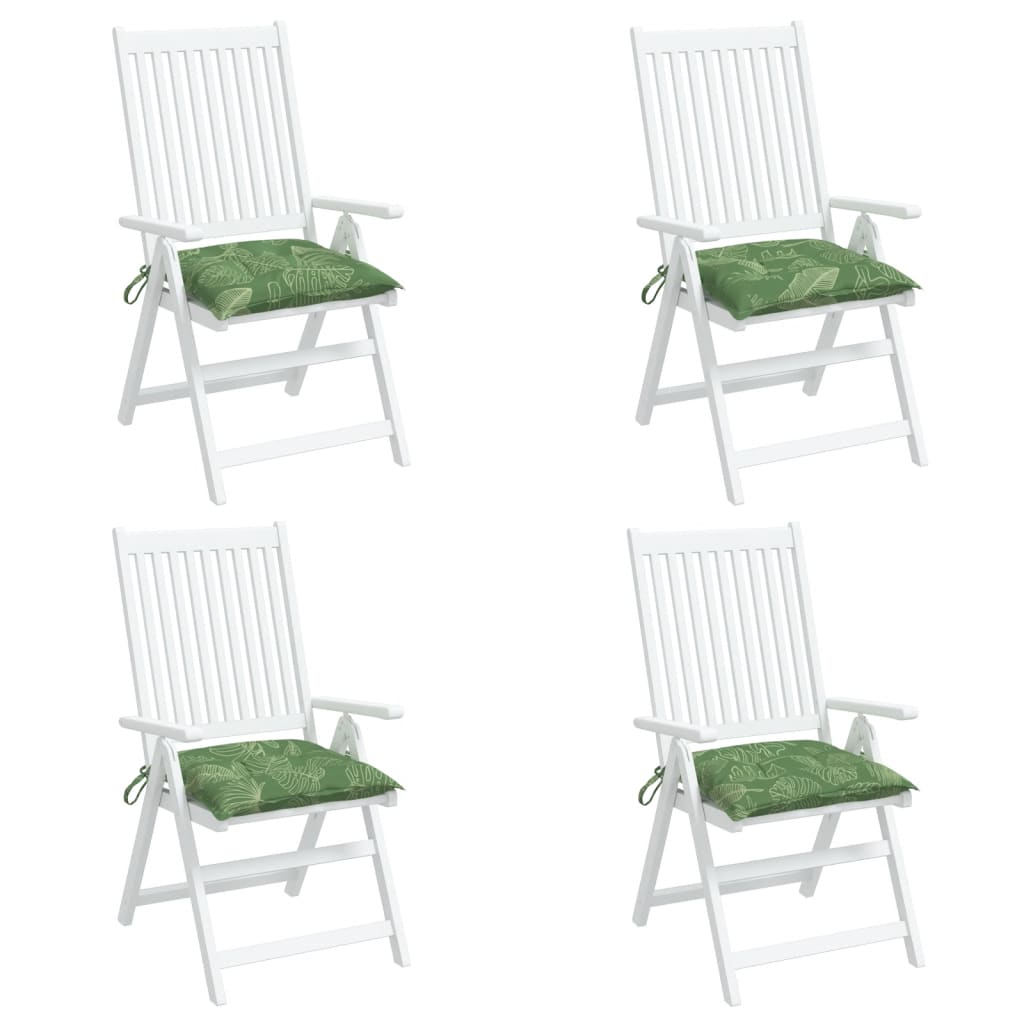 Coussins de chaise lot de 4 à motif de feuilles 40x40x7 cm