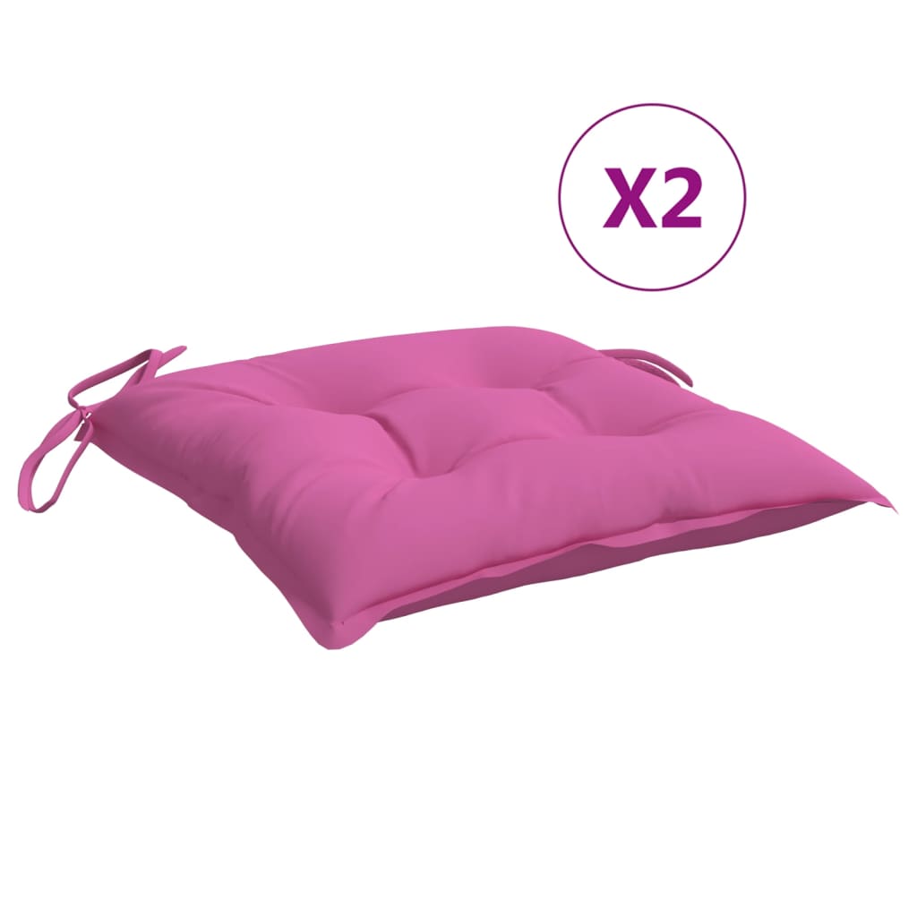 Coussins de chaise lot de 2 rose 40x40x7 cm tissu