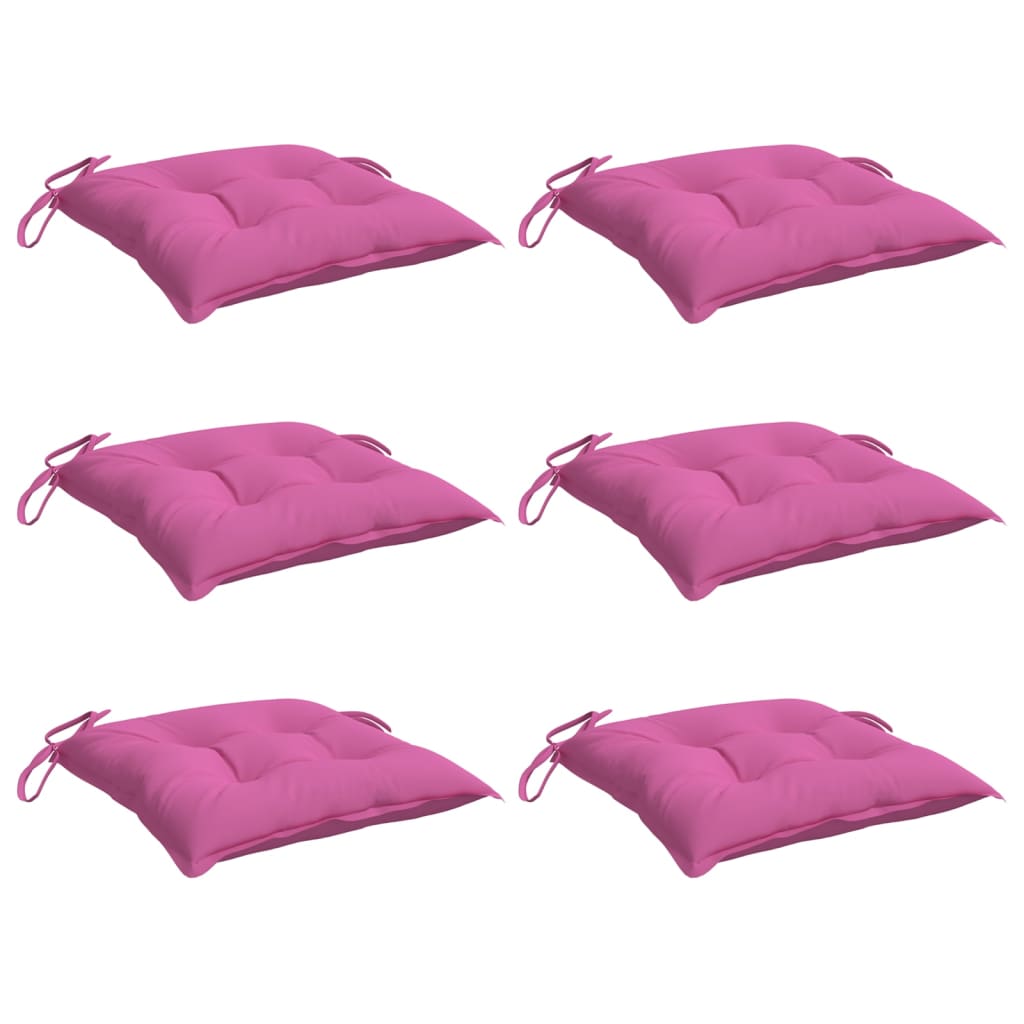 Coussins de chaise lot de 6 rose 40x40x7 cm tissu