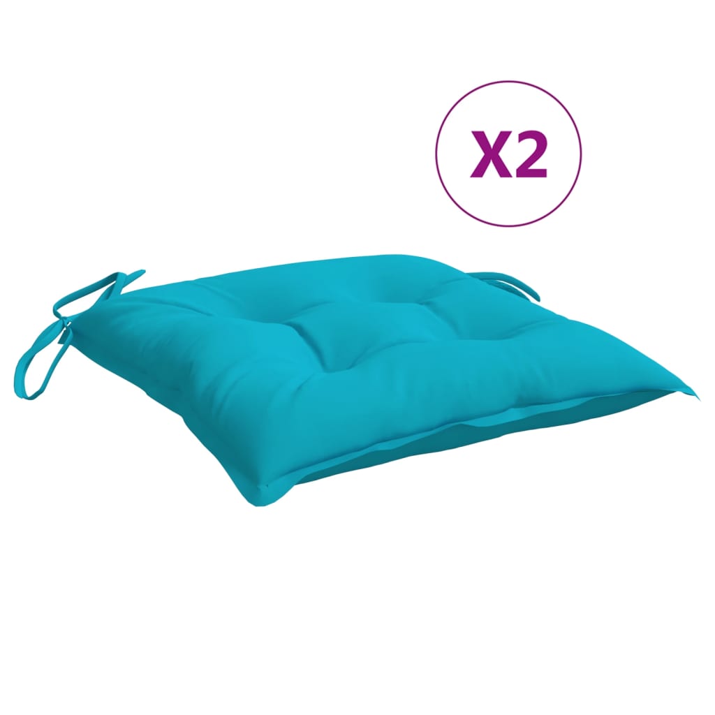 Coussins de chaise lot de 2 turquoise 40x40x7 cm tissu