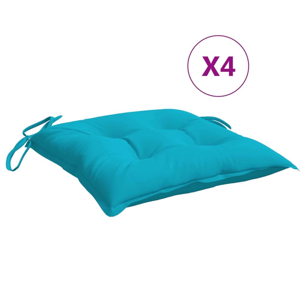 Coussins de chaise lot de 4 turquoise 40x40x7 cm tissu