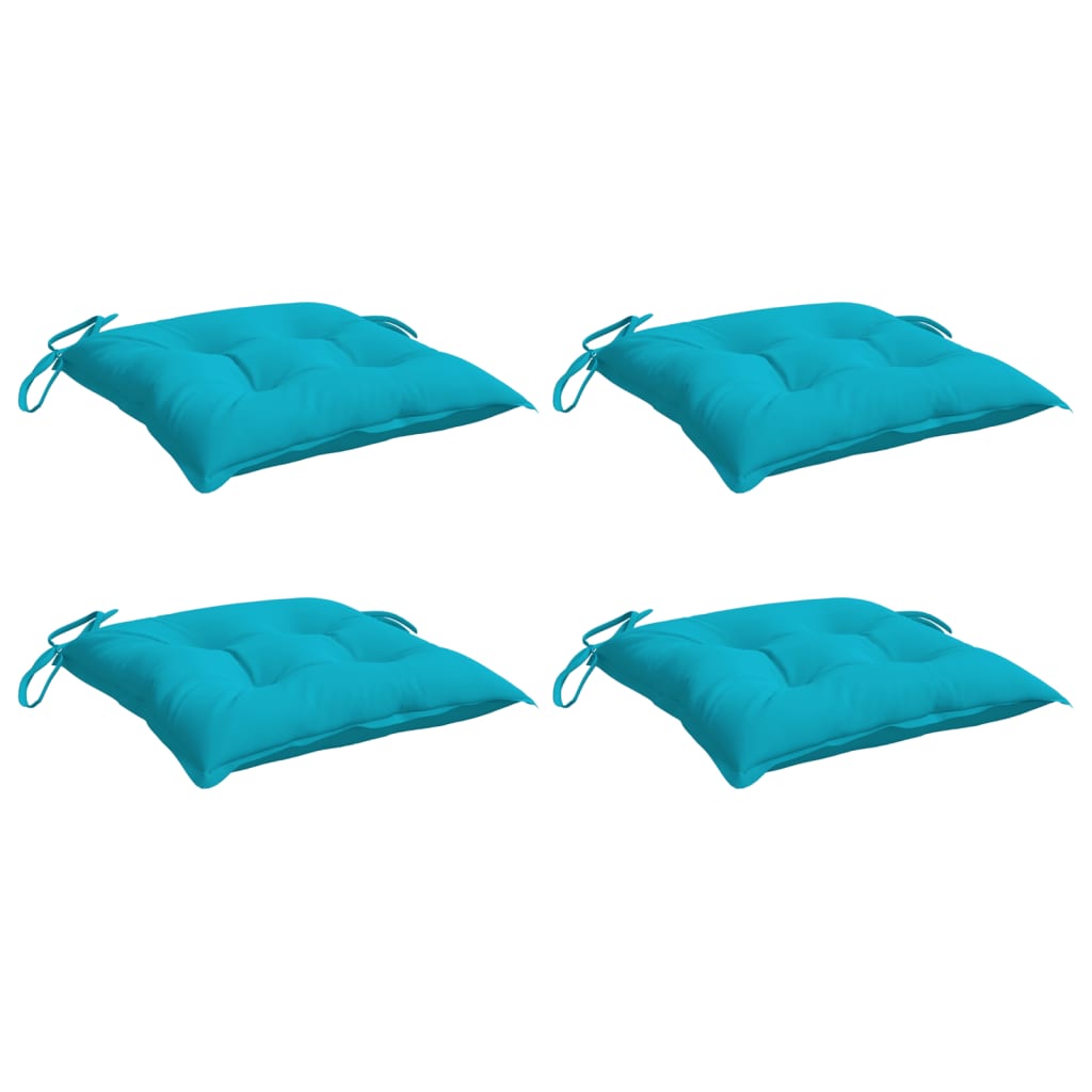 Coussins de chaise lot de 4 turquoise 40x40x7 cm tissu