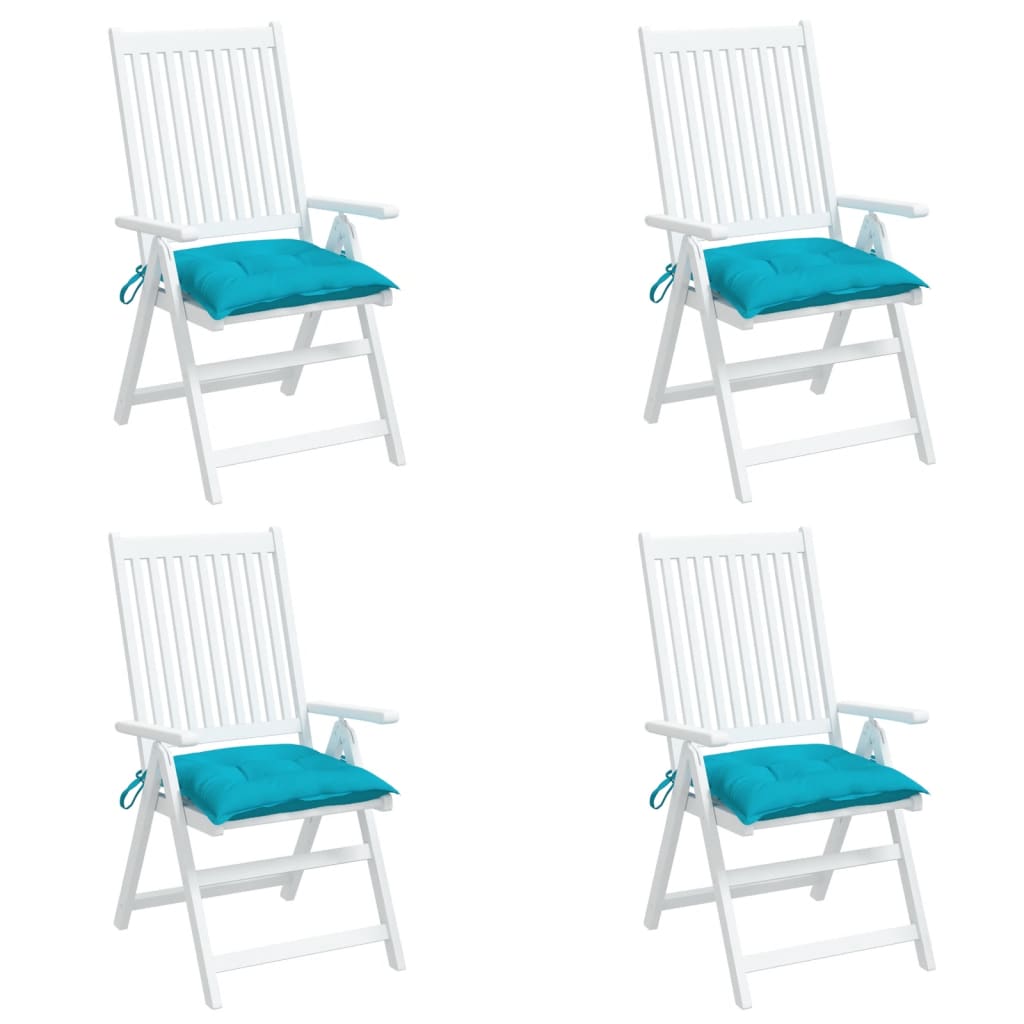 Coussins de chaise lot de 4 turquoise 40x40x7 cm tissu