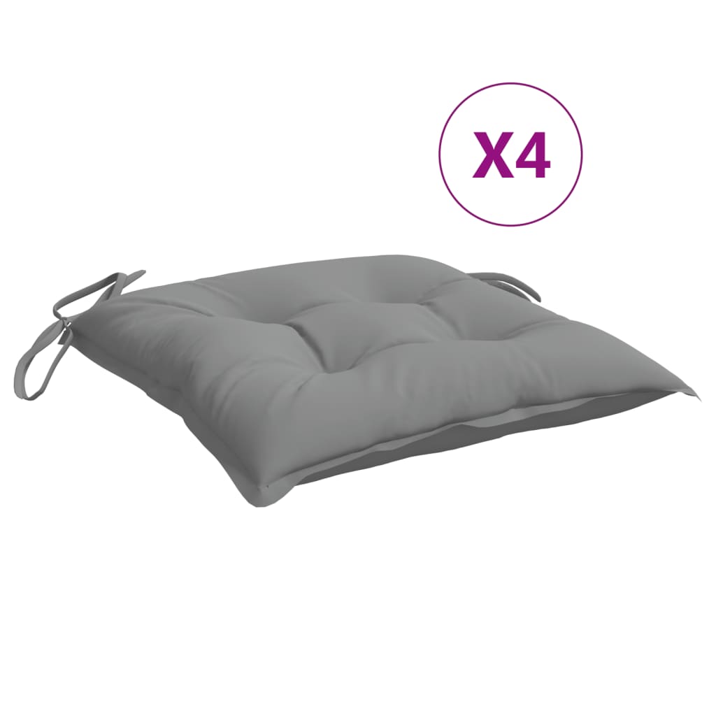 Coussins de chaise lot de 4 gris 50x50x7 cm tissu oxford